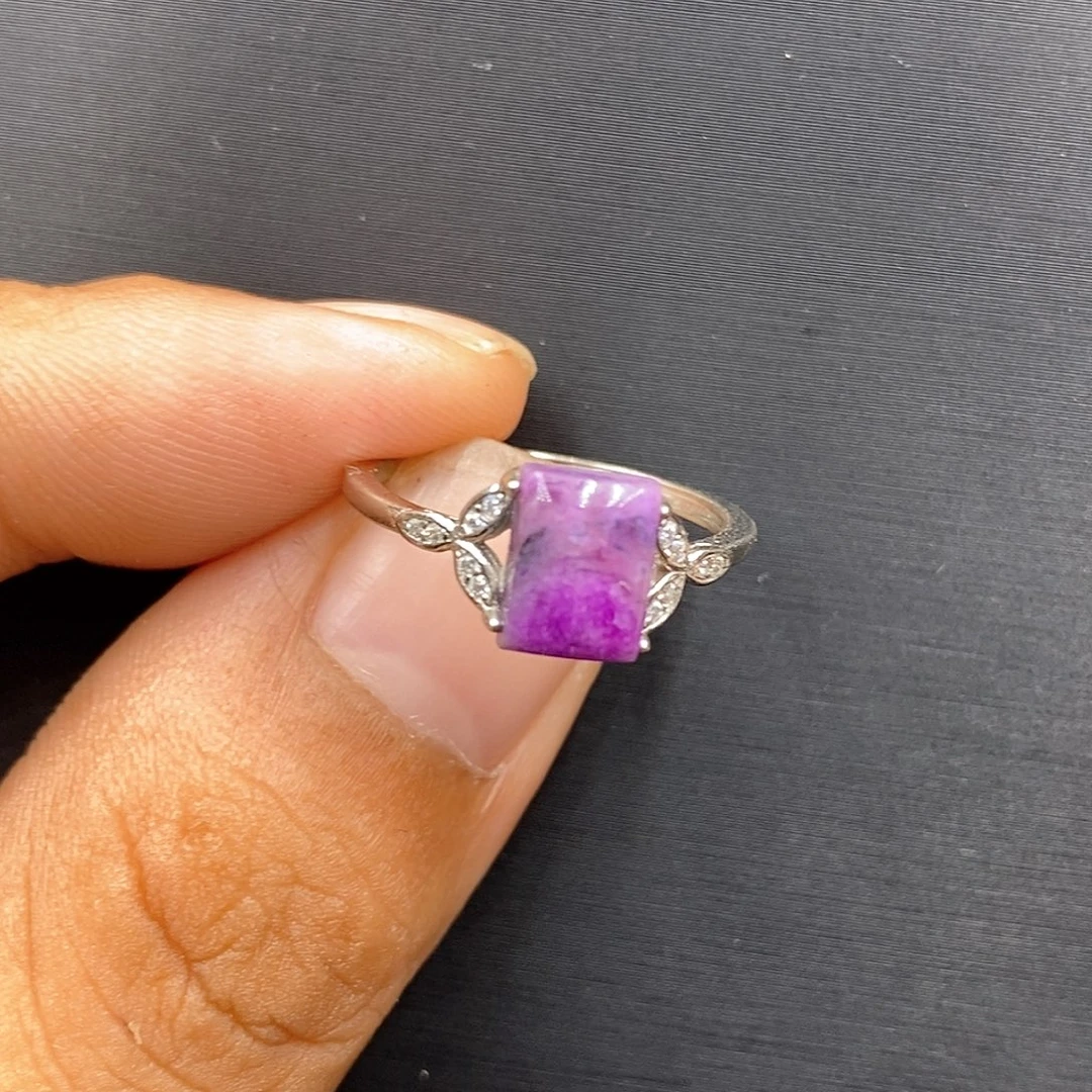 苏纪石（舒俱来）银S925镶嵌戒指桃红戒指