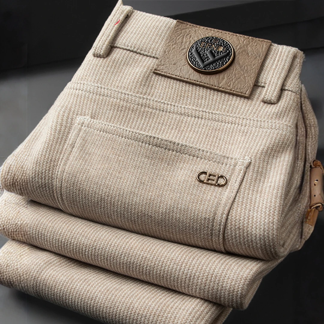 NOIENKAIRU尼因基鲁轻奢高端秋冬羊毛休闲裤男直筒加绒保暖休闲裤