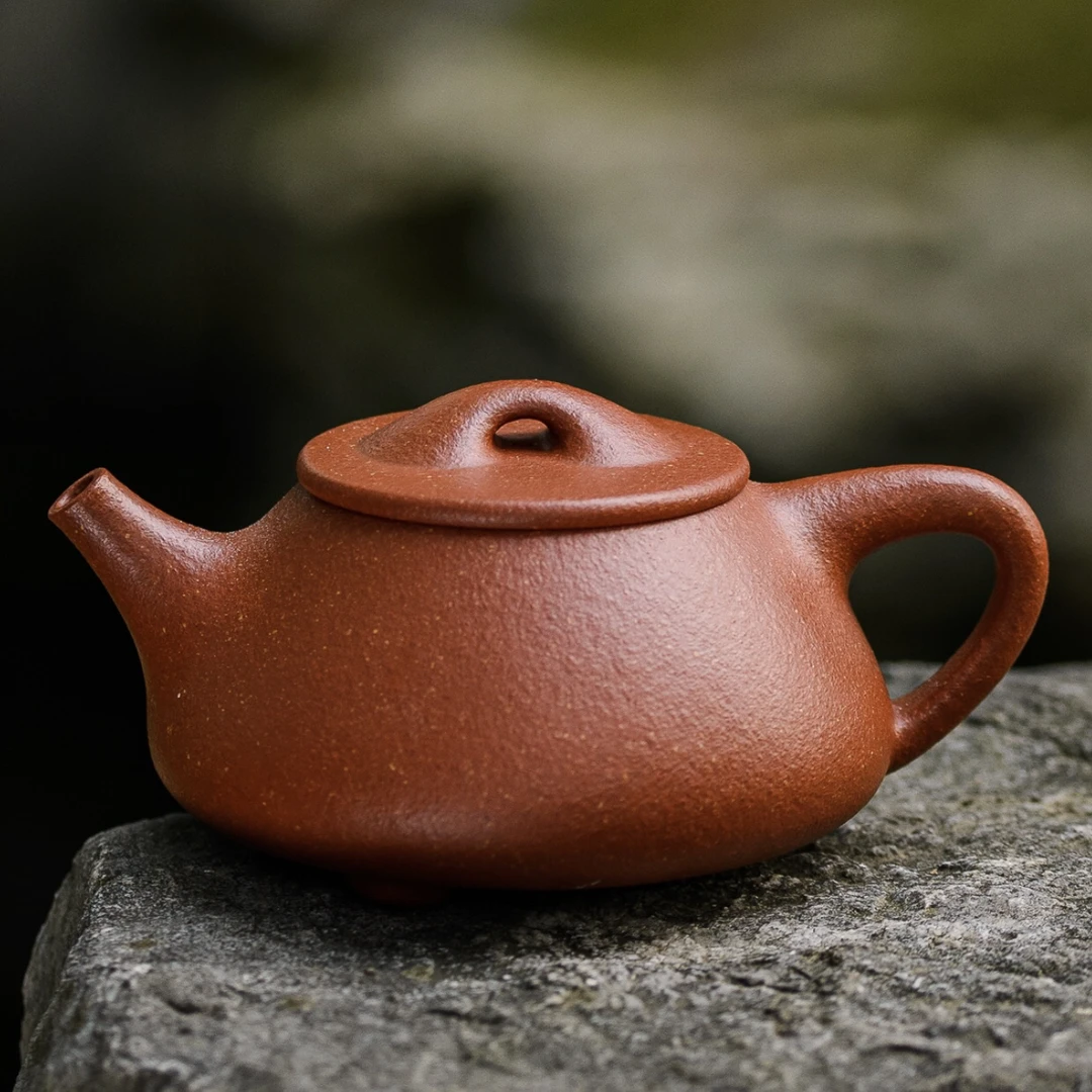 景舟石瓢壶 原矿紫砂零添加 本山精挑纯红降坡泥 手磨料全手工制