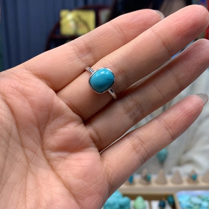 绿松石银S925镶嵌戒指