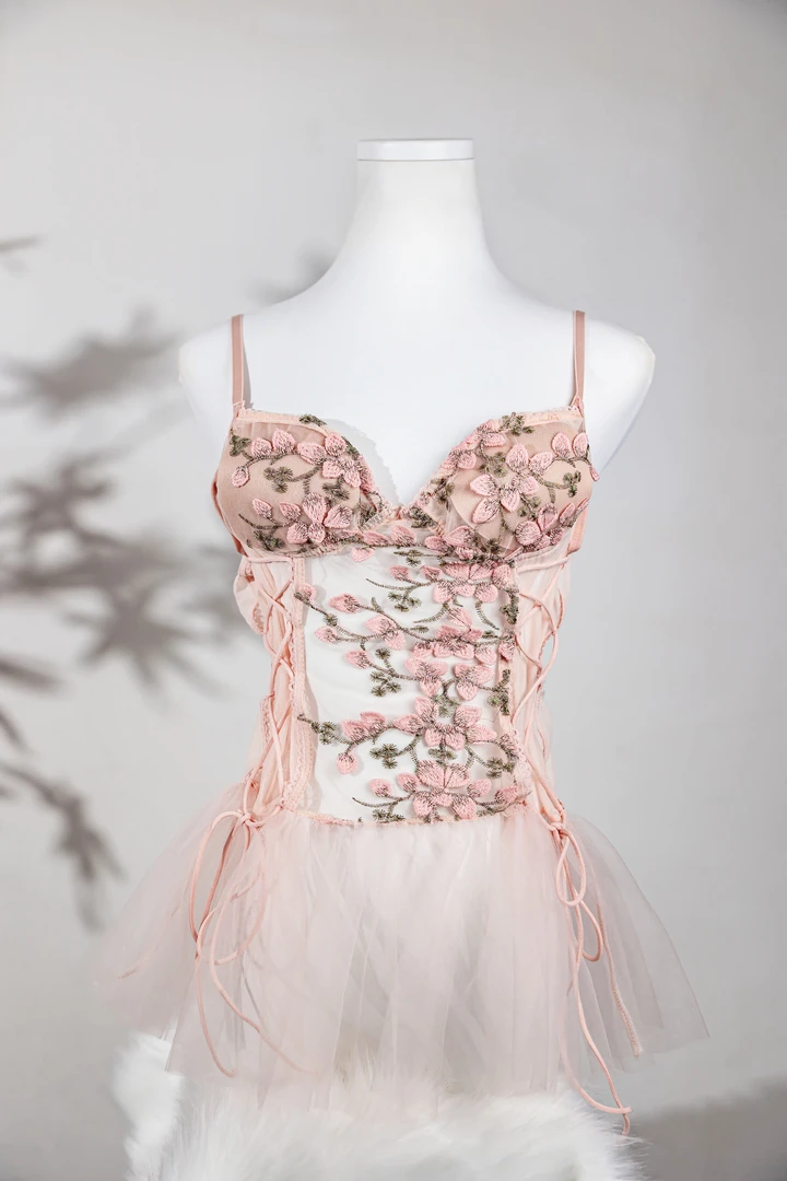 蝶影倚梦「80斤-180斤」·纯欲镂空性感吊带白色蕾丝睡裙连衣裙连体