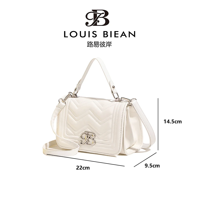 新款 路易彼岸小香风新款菱格斜挎包单肩手提包8020白