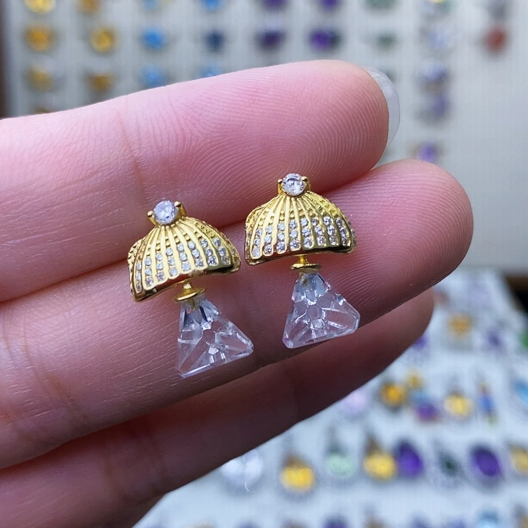 水晶耳钉银S925镶嵌需要证书备注