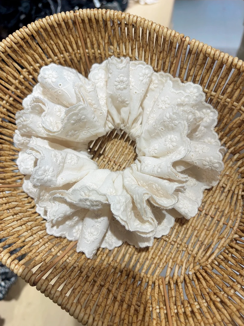 百搭韩系温柔刺绣花朵小蛮腰发圈