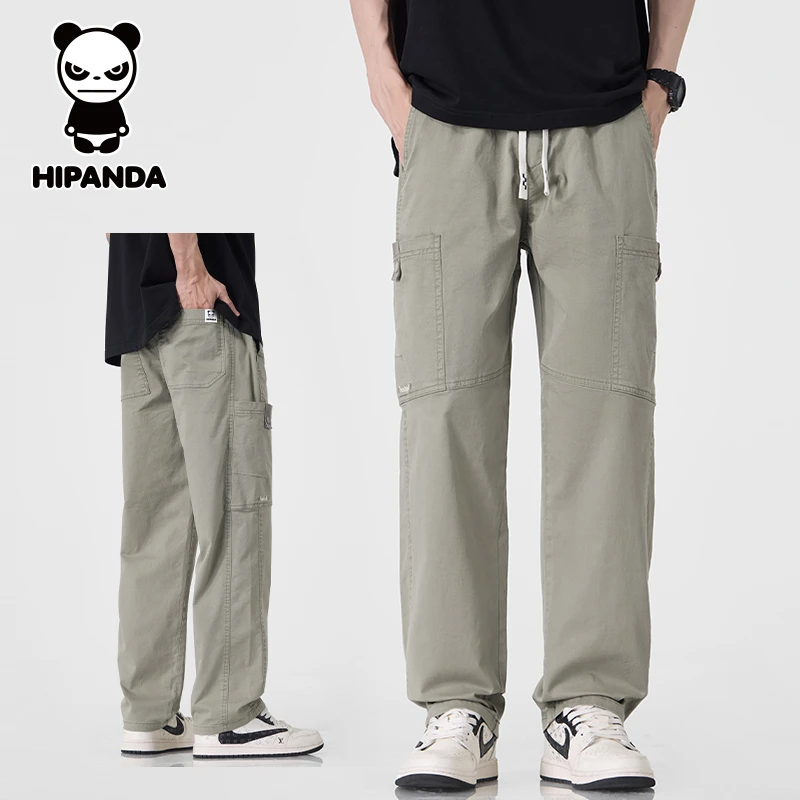 HiPanda你好熊猫潮牌秋季休闲裤男士宽松百搭直筒户外运动工装裤