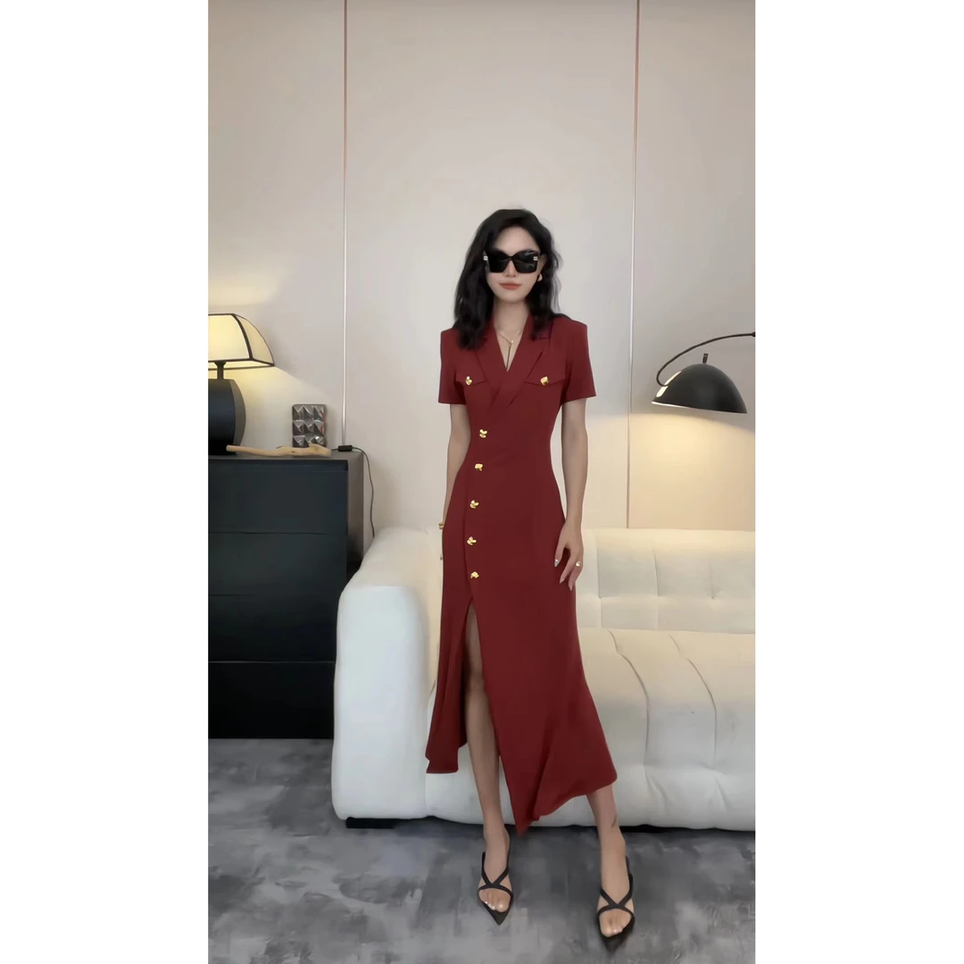 SANOIAN·宋三千【85】设计感轻奢气质开叉连衣裙HBZC621037 nnassa