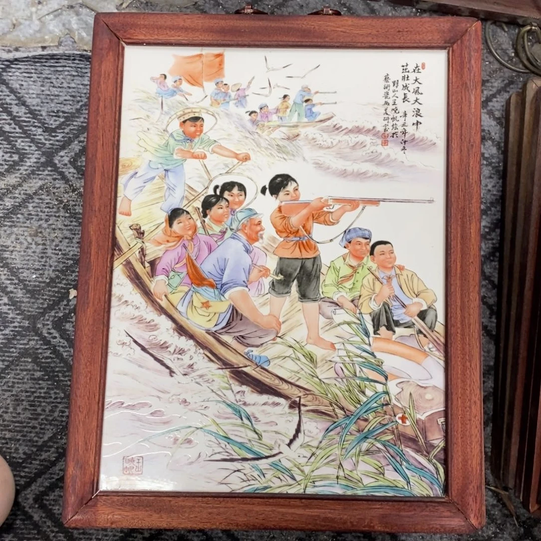 瓷片37*28 景德镇瓷板画柴窑烧制