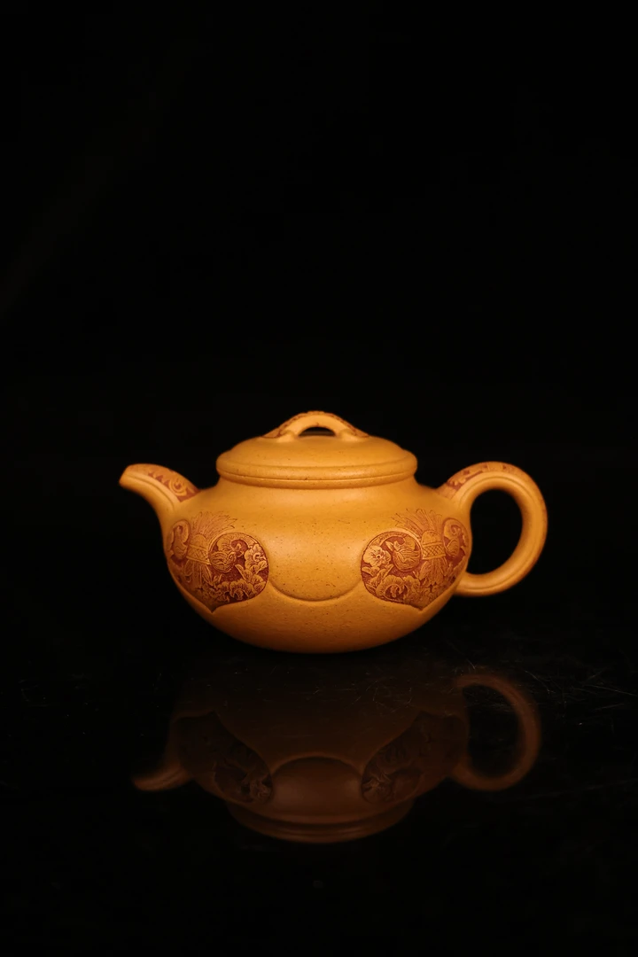 【颂】《卷草纹》 仿古如意壶 老宕口黄金段至纯全手工200cc