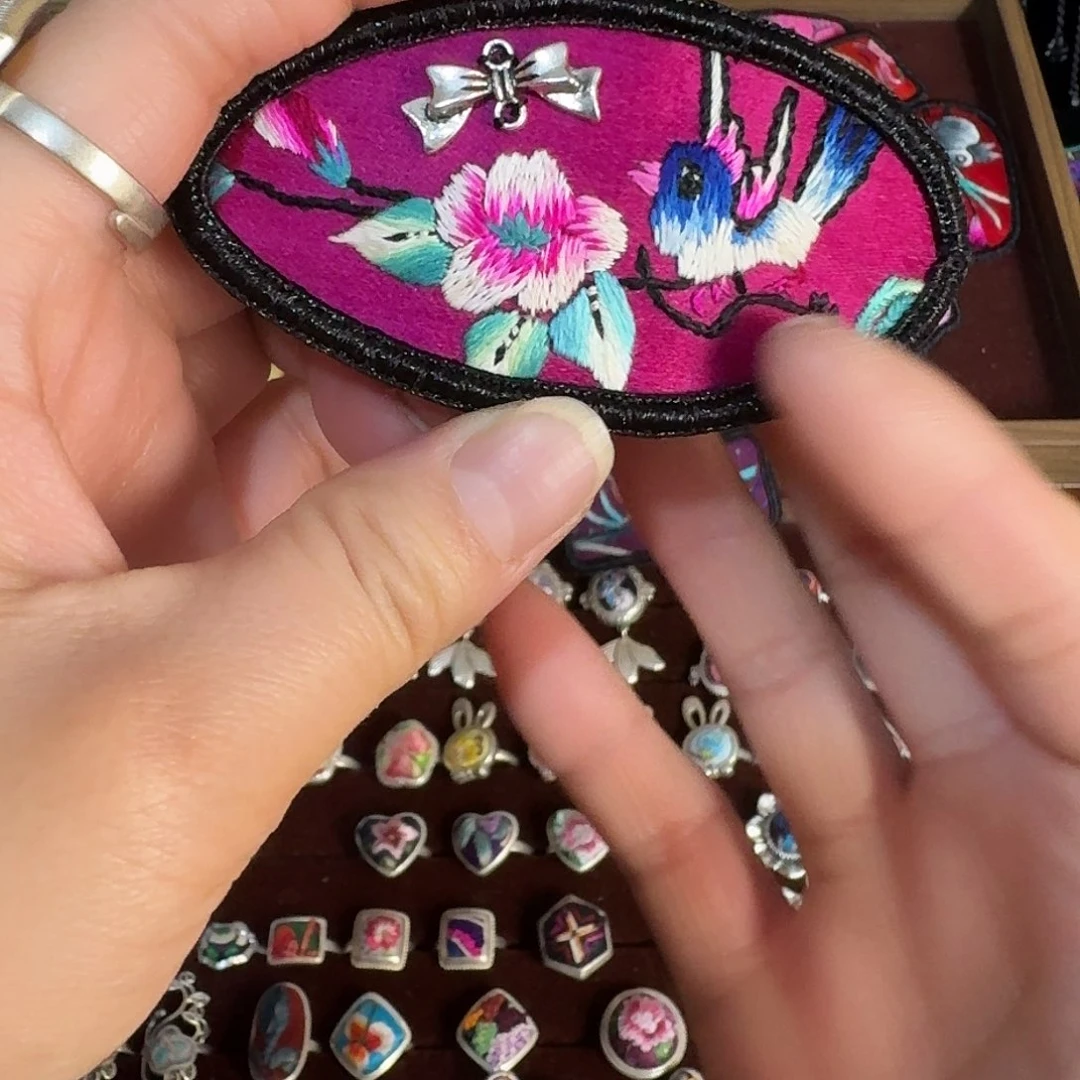 织绣民族风刺绣老绣发夹