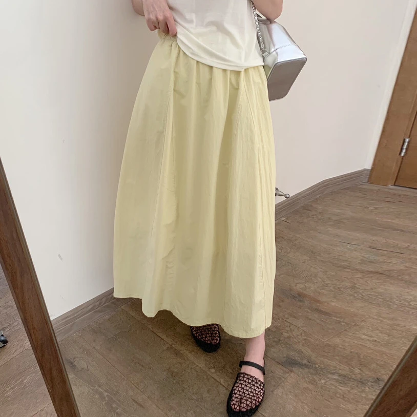 小清新少女花苞半身裙2025秋高腰显瘦休闲中长款工装蓬蓬半裙