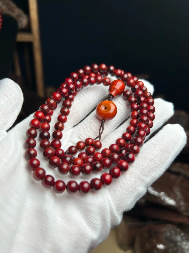 黑油天花板红降红土黄油糖结06*108珠子佛珠