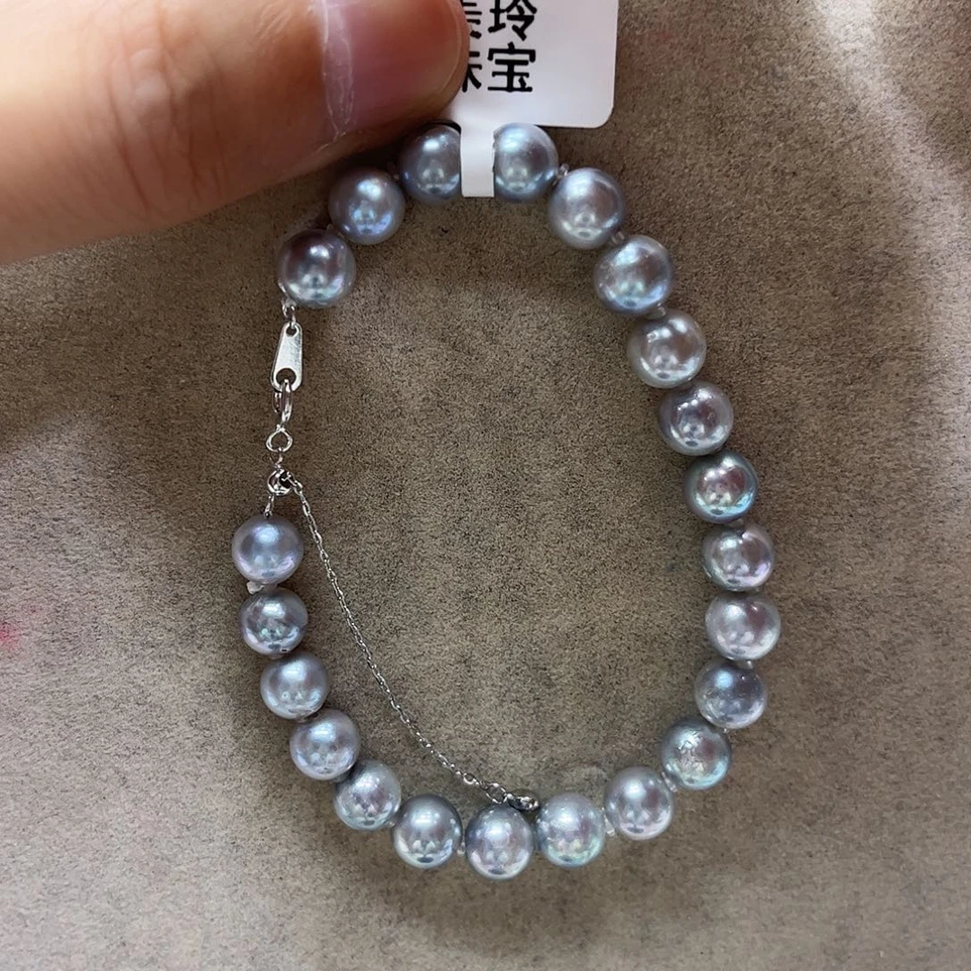 银S925镶嵌手绳海水珍珠
