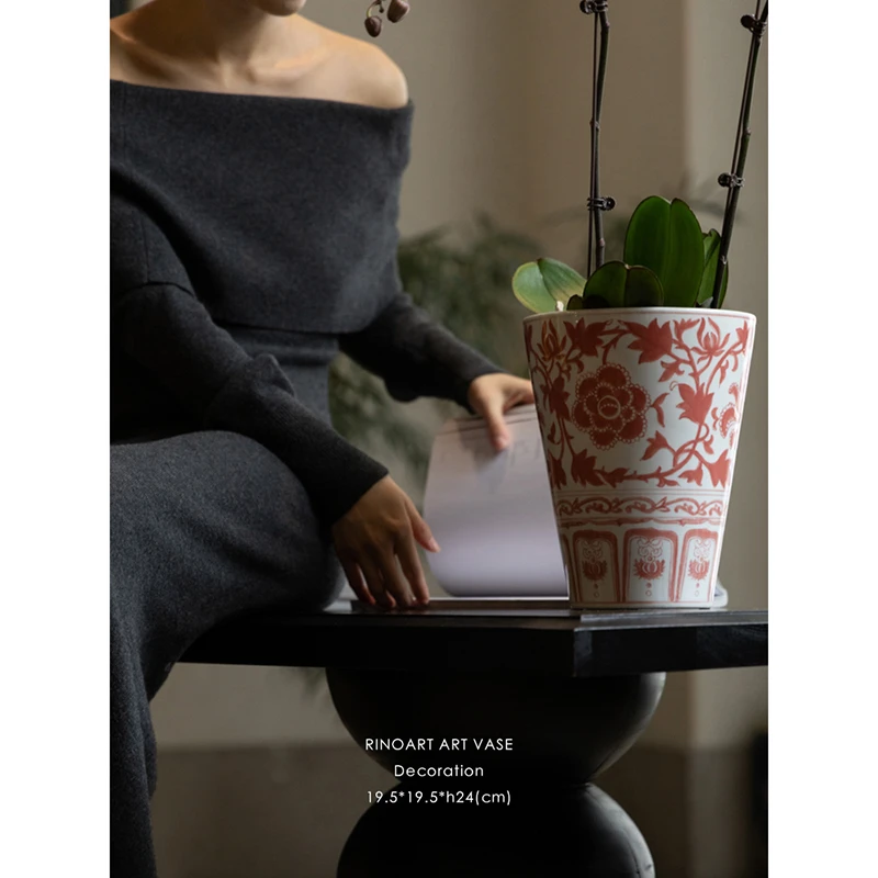 若奈收藏 限定色！釉下彩《红运》 缠枝牡丹花盆花瓶摆件好寓玄关