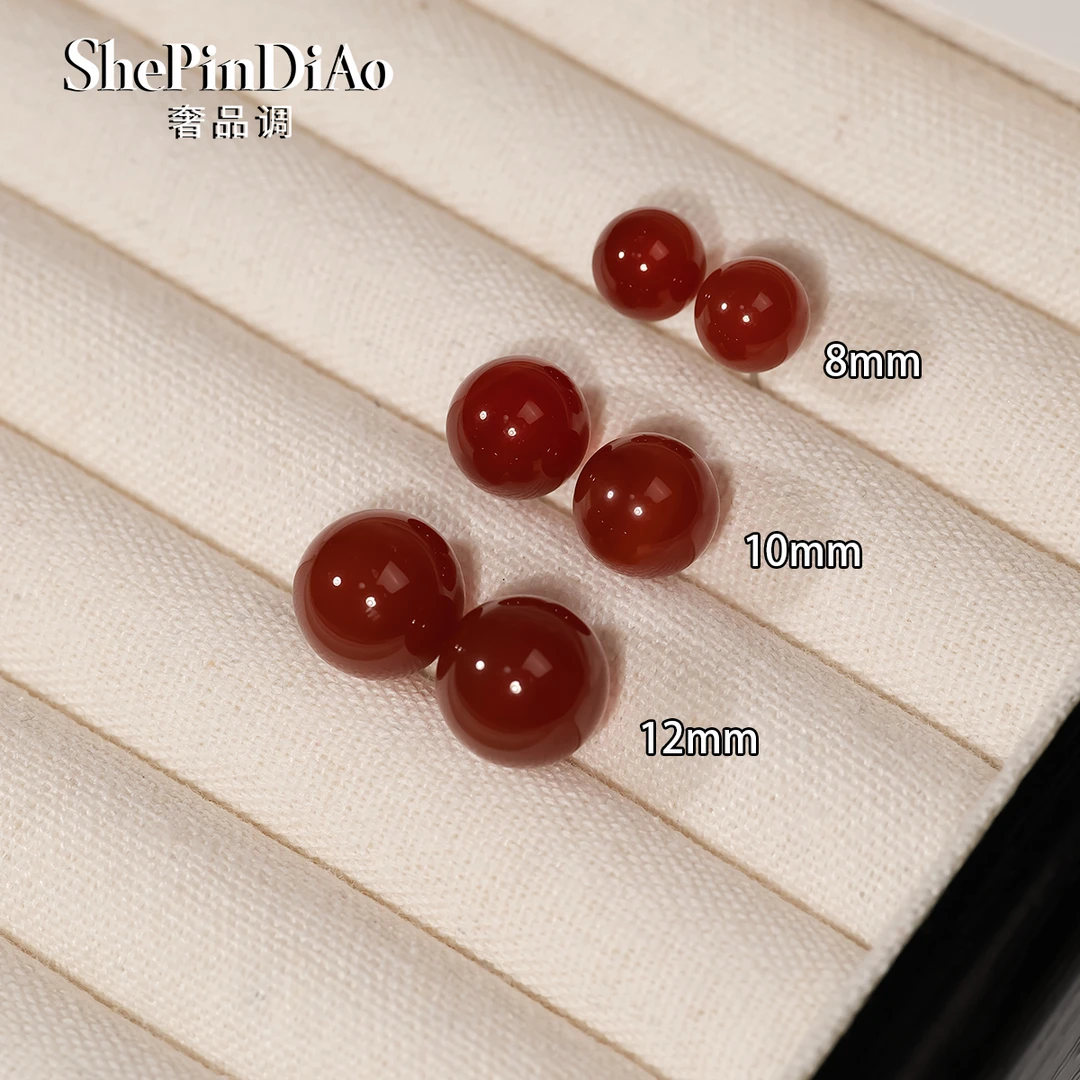 925银针 R25新年氛围感红色珠子耳钉气质百搭简约2025超火爆款