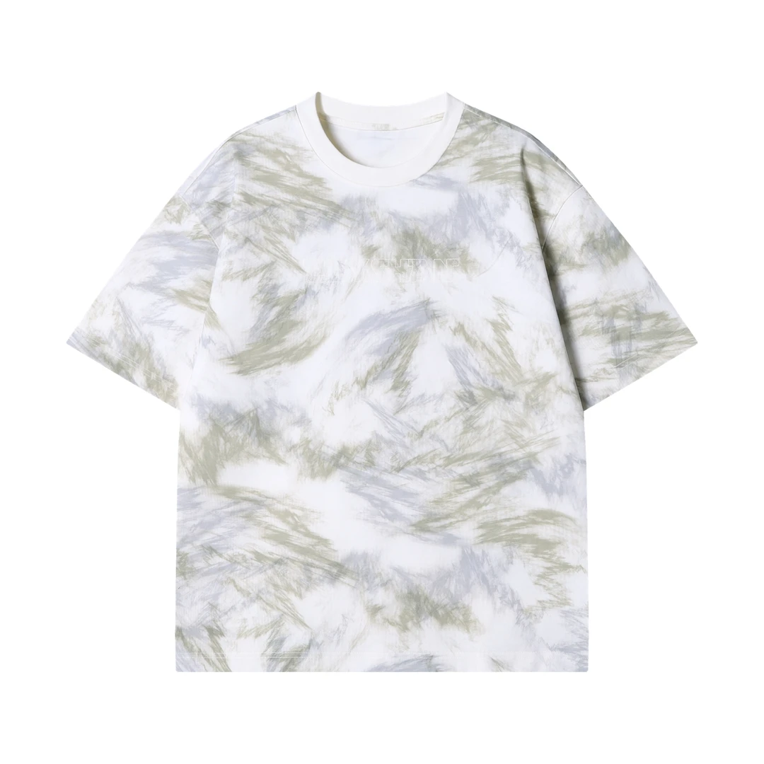 早春新款时尚个性撞色晕染刺绣字母圆领短袖T恤百搭简约套头上衣