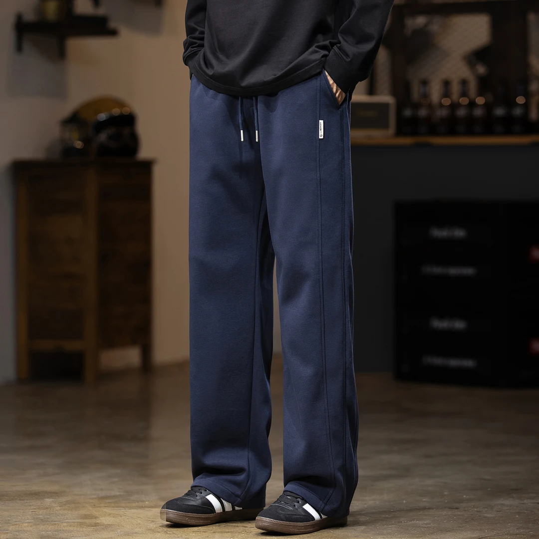 Cebrodz秋季新款休闲纯色牛仔裤男时尚潮牌高街水洗宽松直筒裤子