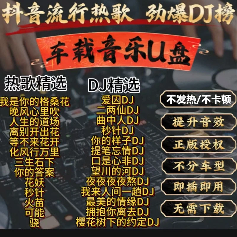 歌曲U盘2025新款dj车载U盘无损音乐流行网红情歌热歌1800首32G