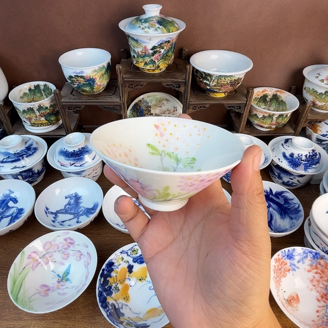 忠堂釉下彩双色绣球微瑕不退