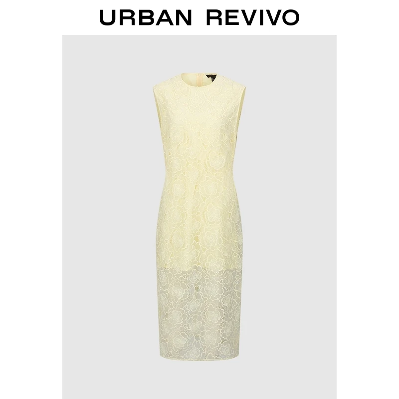 UR2025秋季新款女装优雅气质风花卉刺绣无袖连衣裙ULG750007