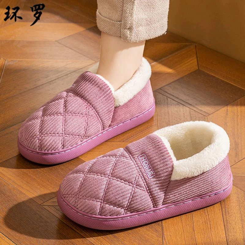 包跟棉拖鞋女秋冬季2025新款室内居家厚底外穿家用保暖毛毛绒男士