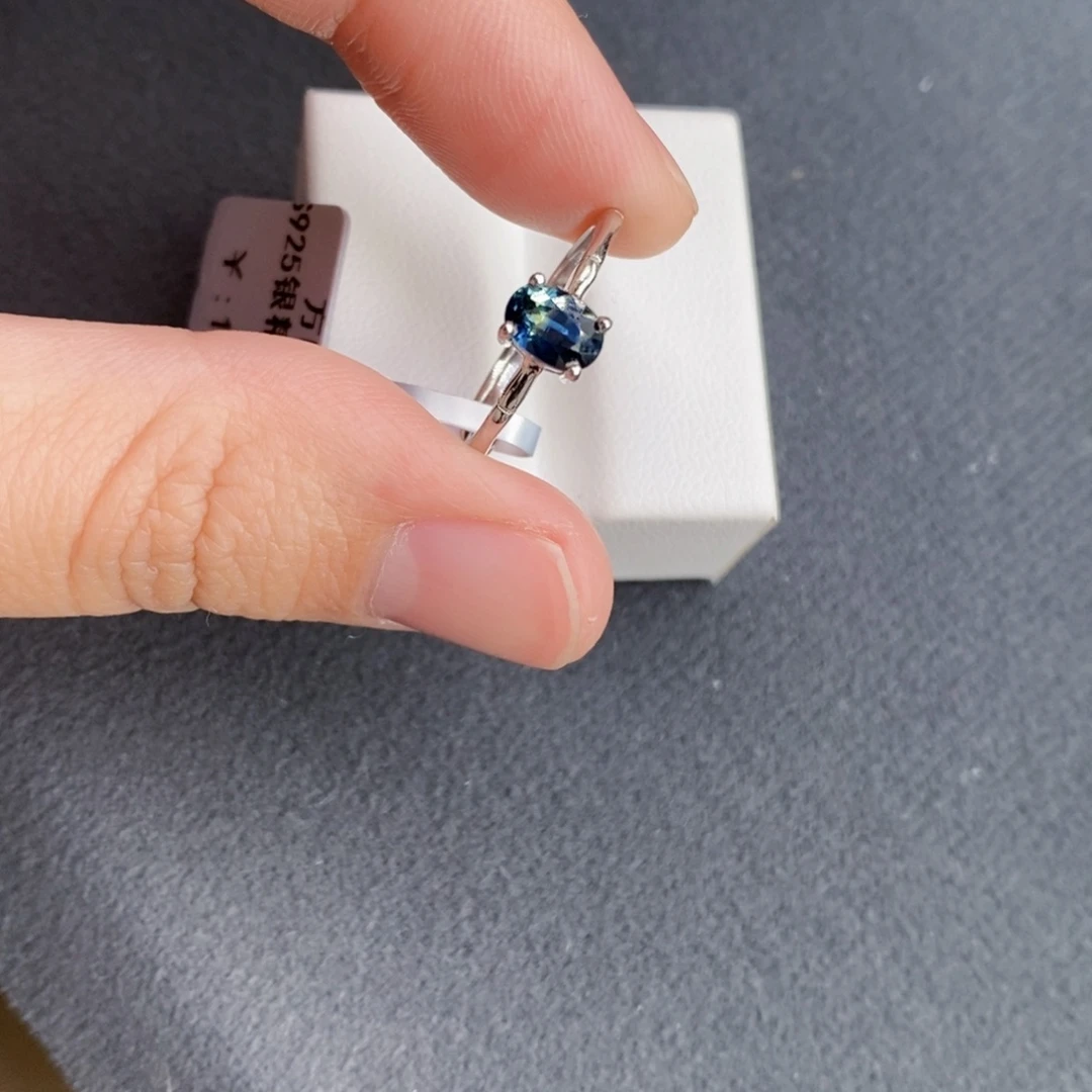 蓝宝石戒指银S925镶嵌用****4