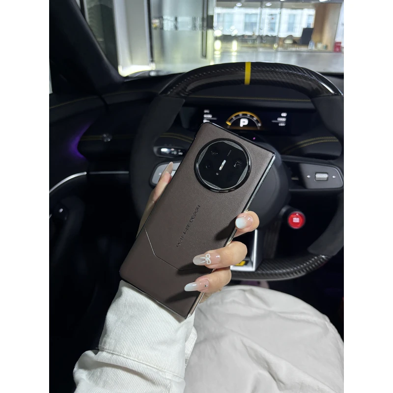 适用于华为MateX5星享系列素皮电镀银边MateX6裸机折叠屏手机壳