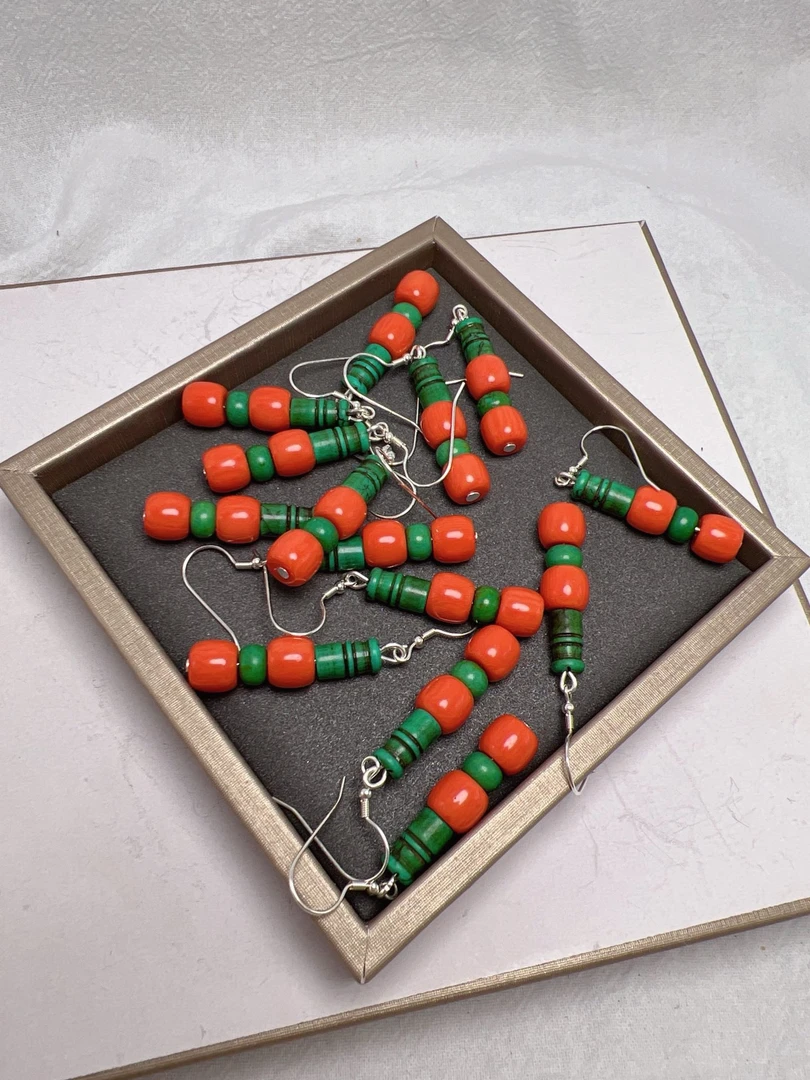 非金属树脂耳饰 纯银耳钩民族风耳坠手工复古