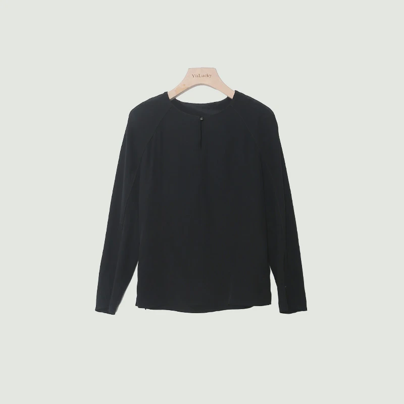 23姆米桑蚕丝无弹重绉女士春秋立体剪裁通勤上衣-SG9675