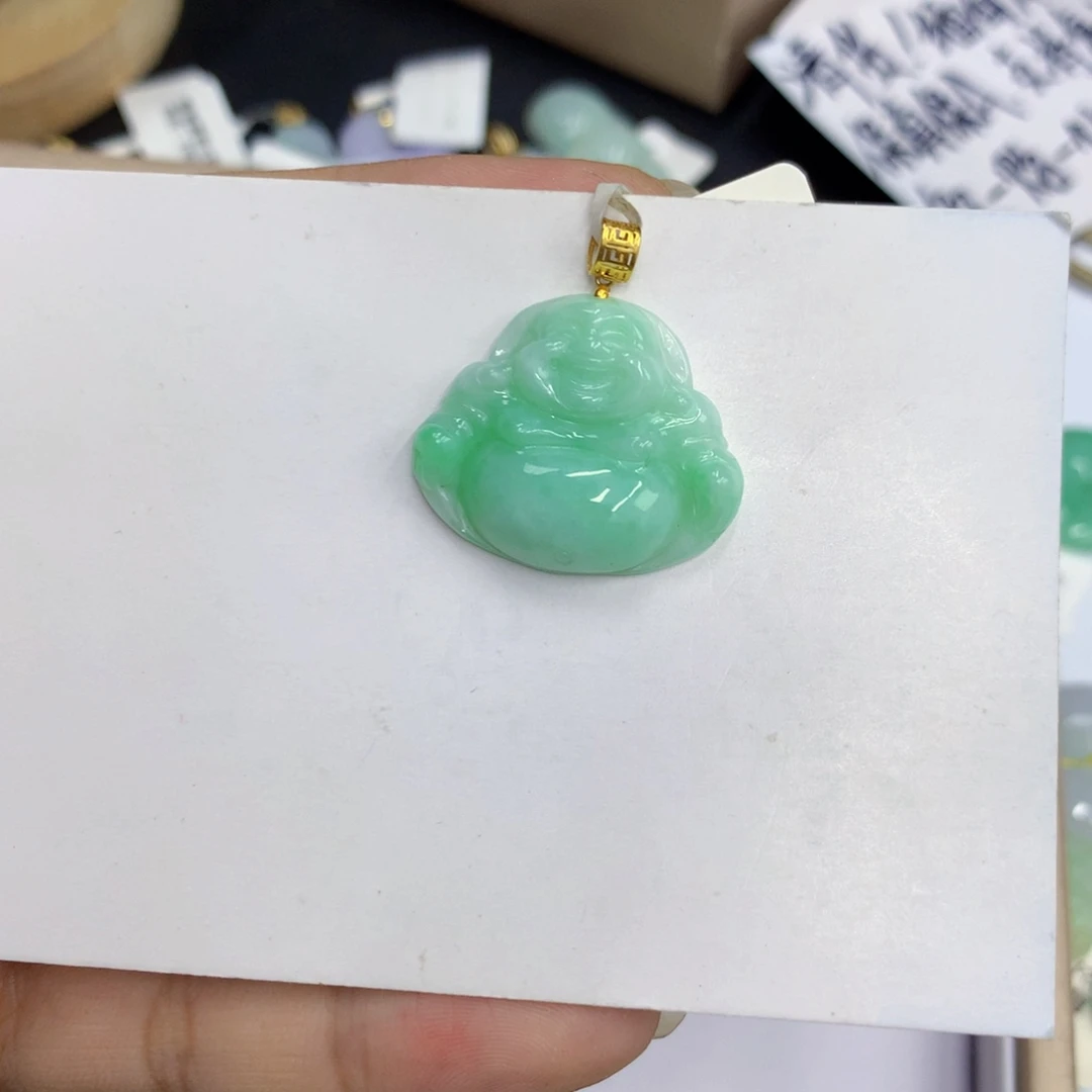 善***意颈饰18K金镶嵌翡翠翡翠