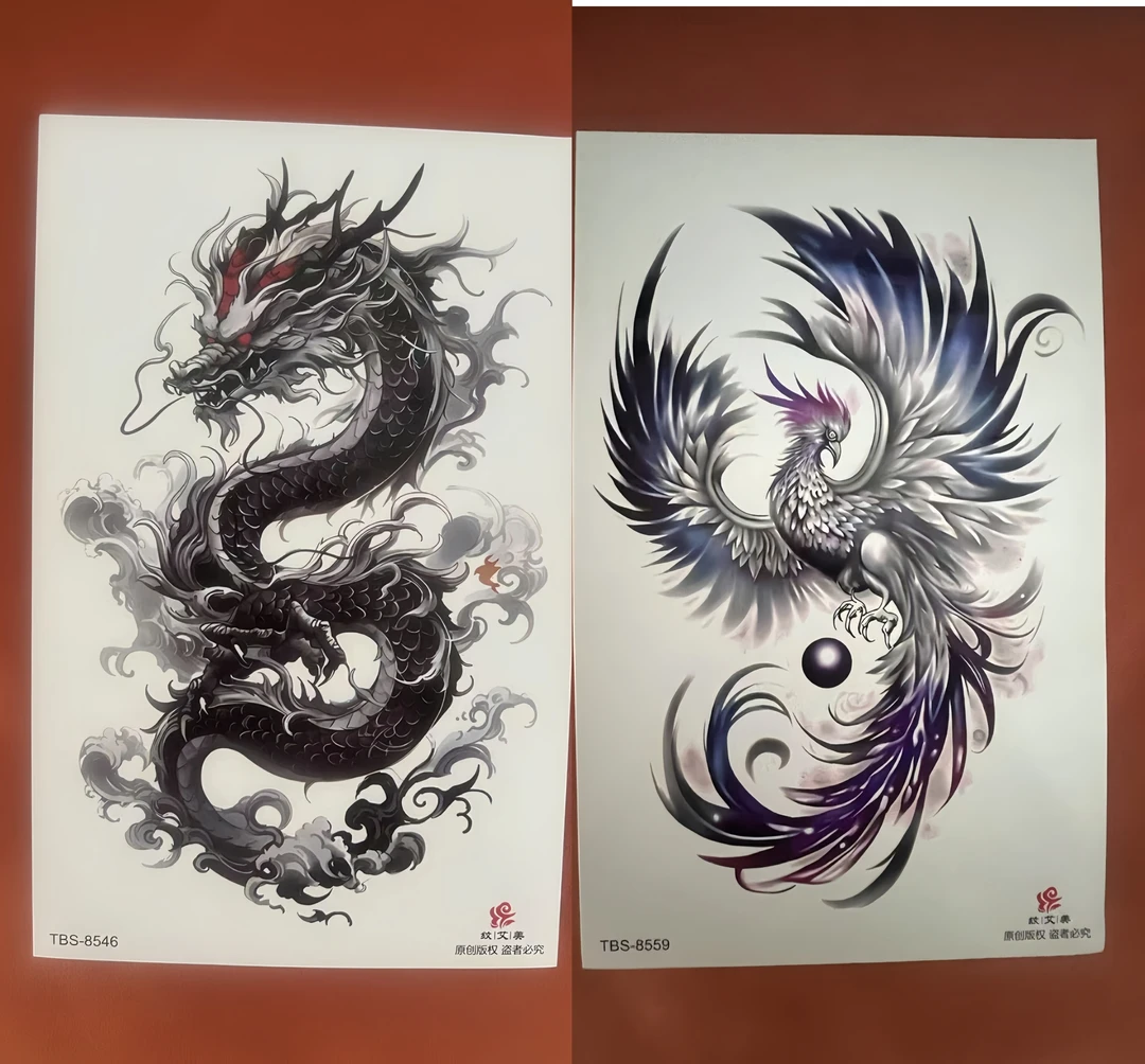 纹艾美 多款可选彩色纹身贴 持久真防水男女霸气凤凰古风图案贴纸