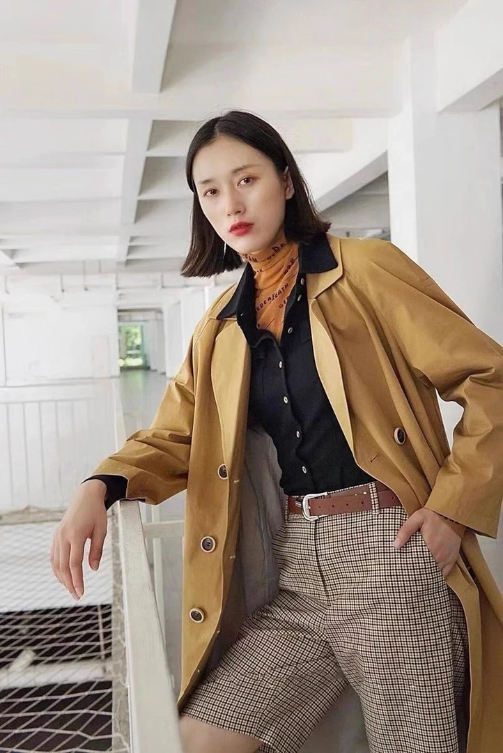 2025春季新款中长款过膝风衣女韩版外套1400393