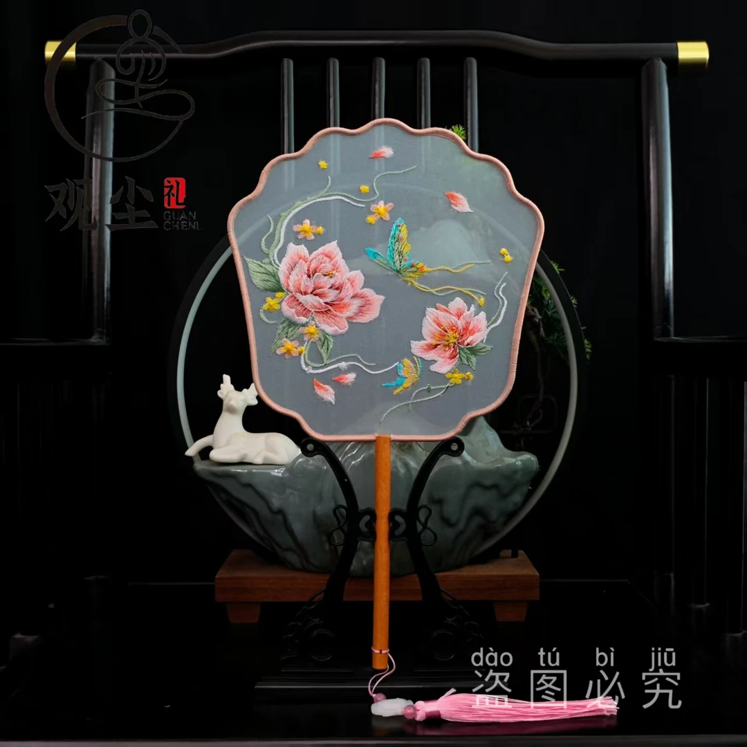 【飞仙牡丹凤冠】苏绣团扇古风刺绣扇子13号