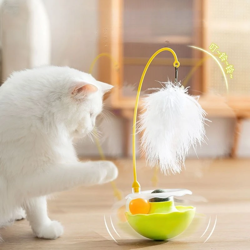 猫咪不倒翁逗猫棒羽毛自嗨解闷耐抓猫咪玩具猫薄荷球磨牙逗猫玩J