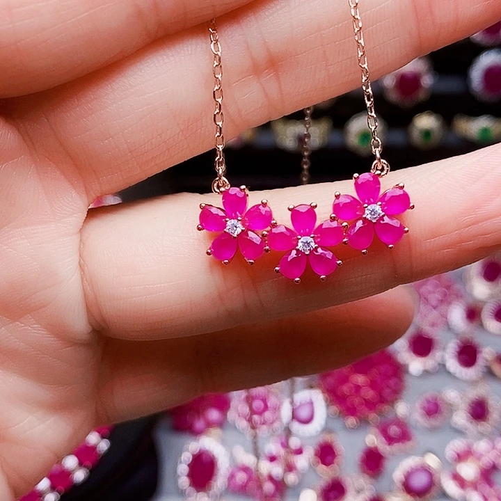 颈饰银S925镶嵌红宝石