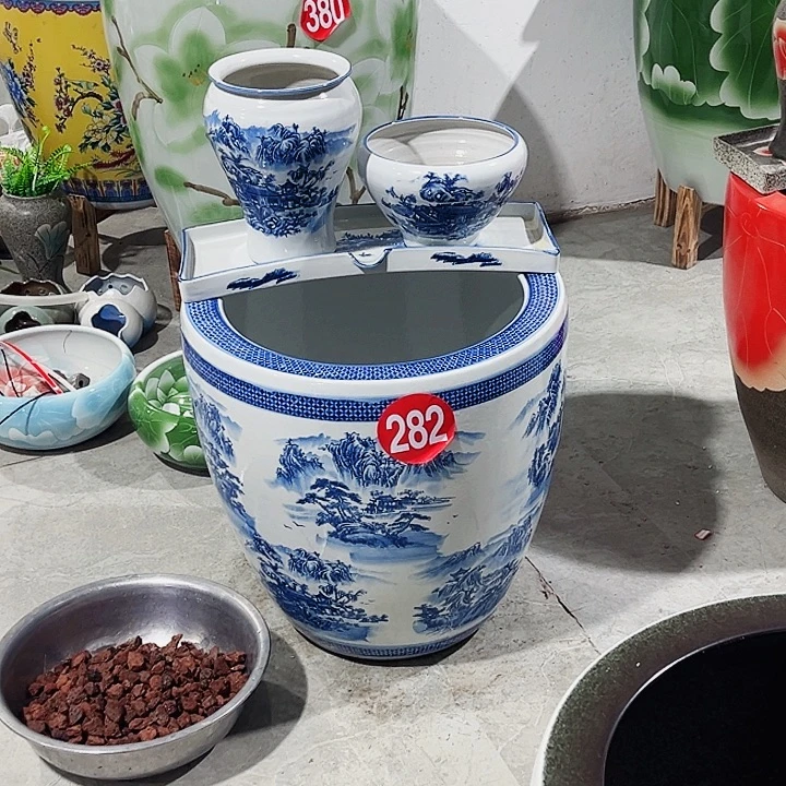 涼***良景德镇陶瓷鱼缸艺术直径52厘米高55厘米