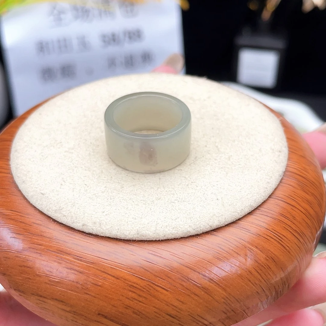和田玉戒指未镶嵌A118飘紫直切17.5不退换
