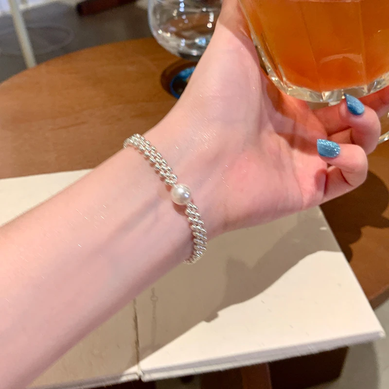 合金手链 编织施家手链女款新款叠戴手串轻奢小众精致冷淡风手饰