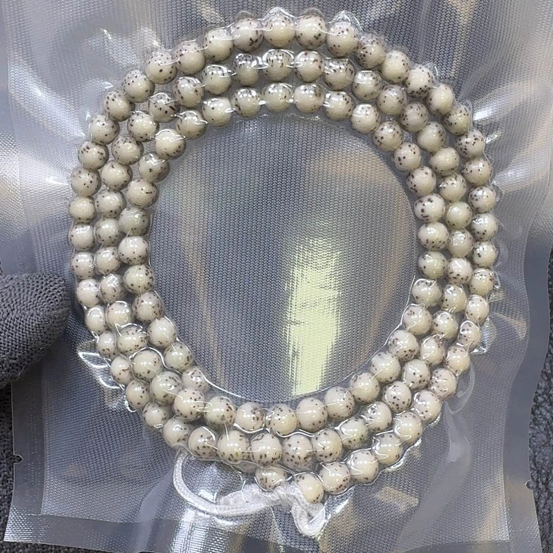星月菩提手串7mm石玉料大留白圆珠长串