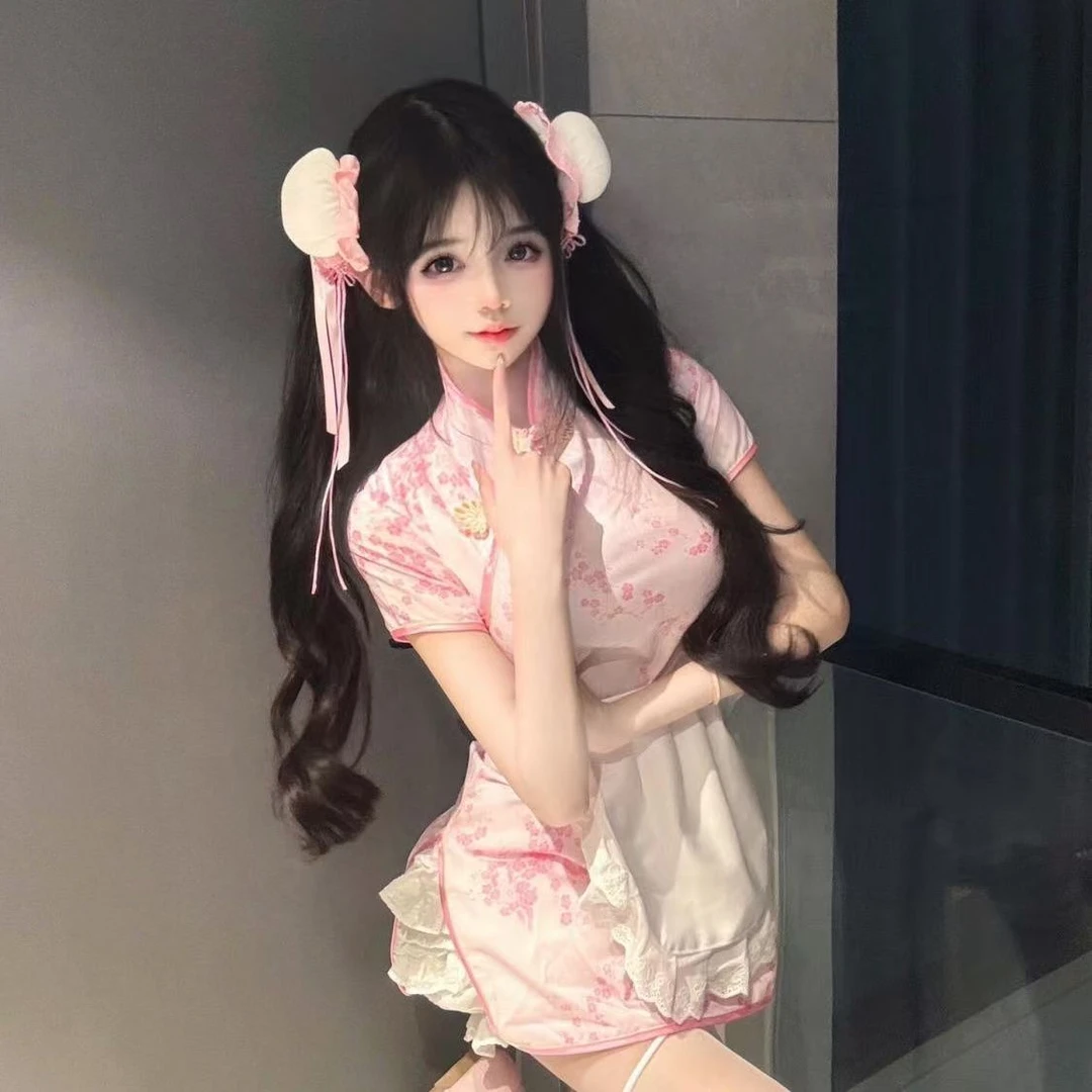 「中华娘国风」性感法式缎面蕾丝深v御姐纯欲居家睡裙睡衣