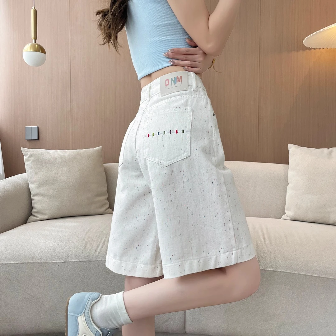微胖mm白色高级感五分牛仔裤女2025夏季新款高腰显瘦a字直筒短裤