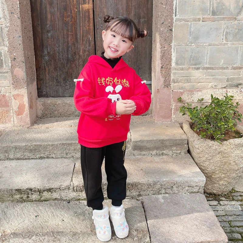 082男童女童加绒年服套装