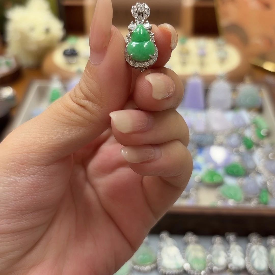 翡翠银S925镶嵌吊坠(不含链)
