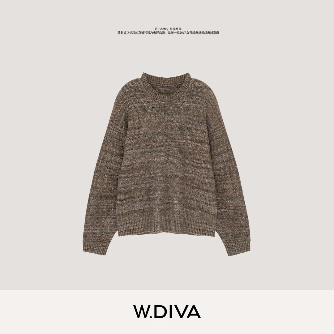 W.Diva【漫色】夹花花式纱线自然随性云柔透气套头毛衫53Z282764