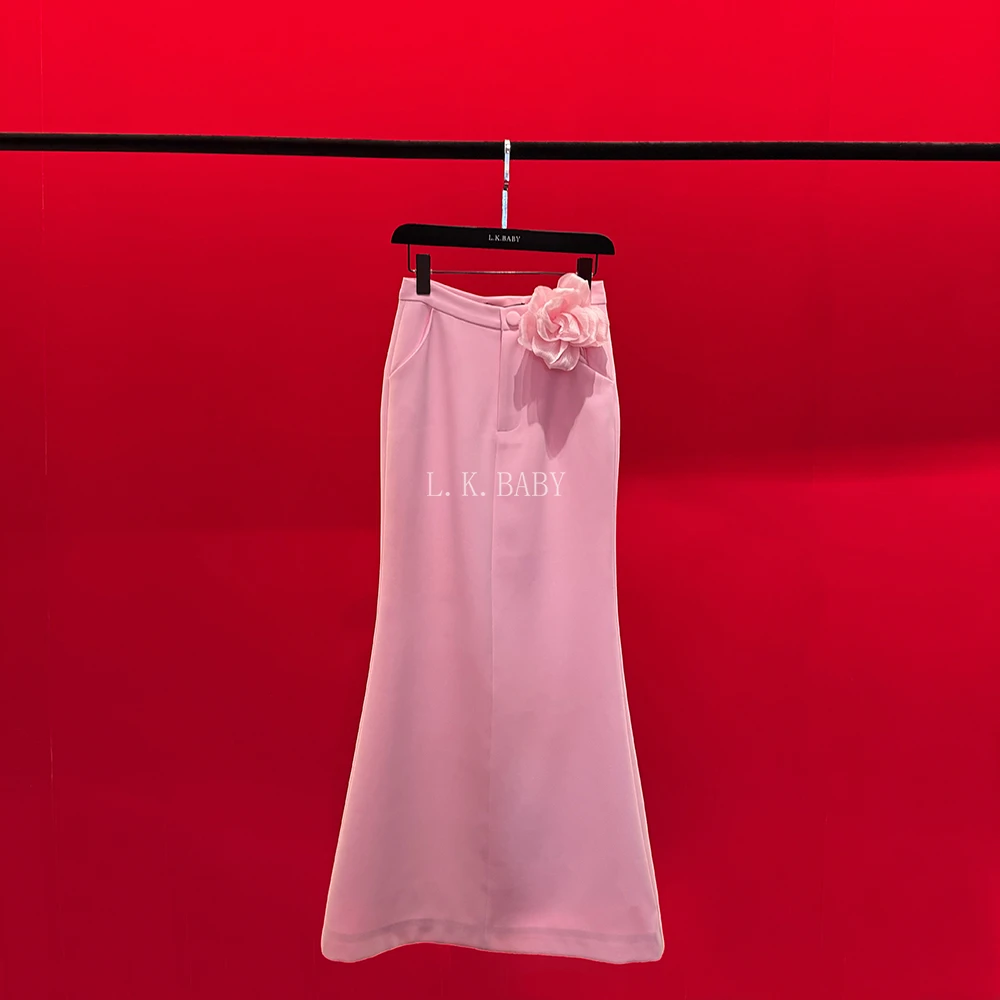 【L.K.BABY】粉色邂逅S  气质「浪漫Rose Pink」花朵显瘦鱼尾裙3060