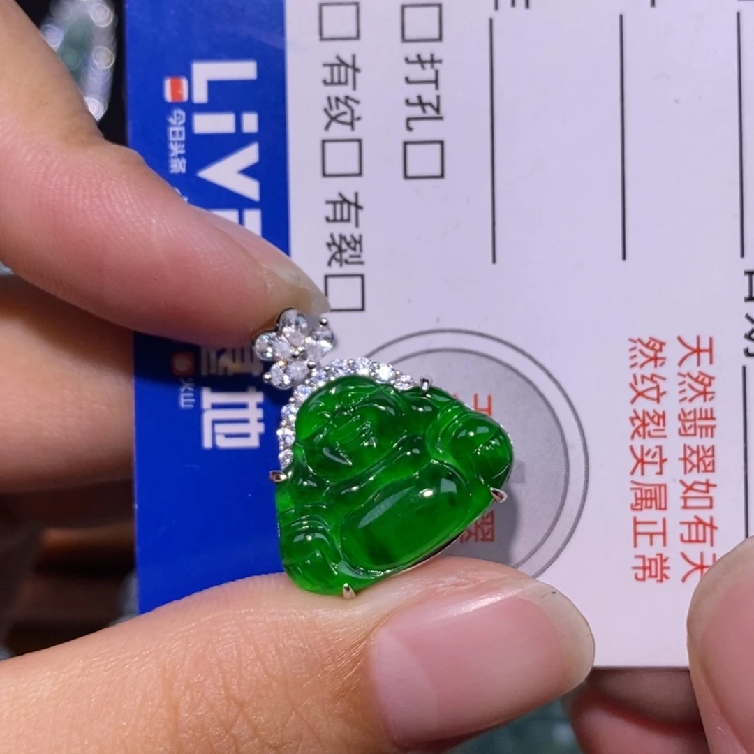 颈饰银S925镶嵌翡翠天然