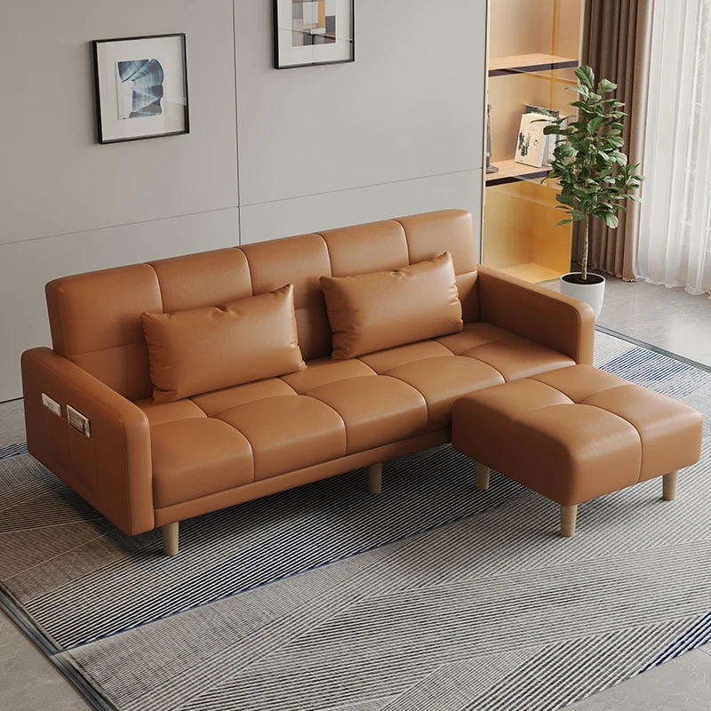 北欧布艺沙发简约现代出租房单双人可折叠多功能小户型客厅科技布