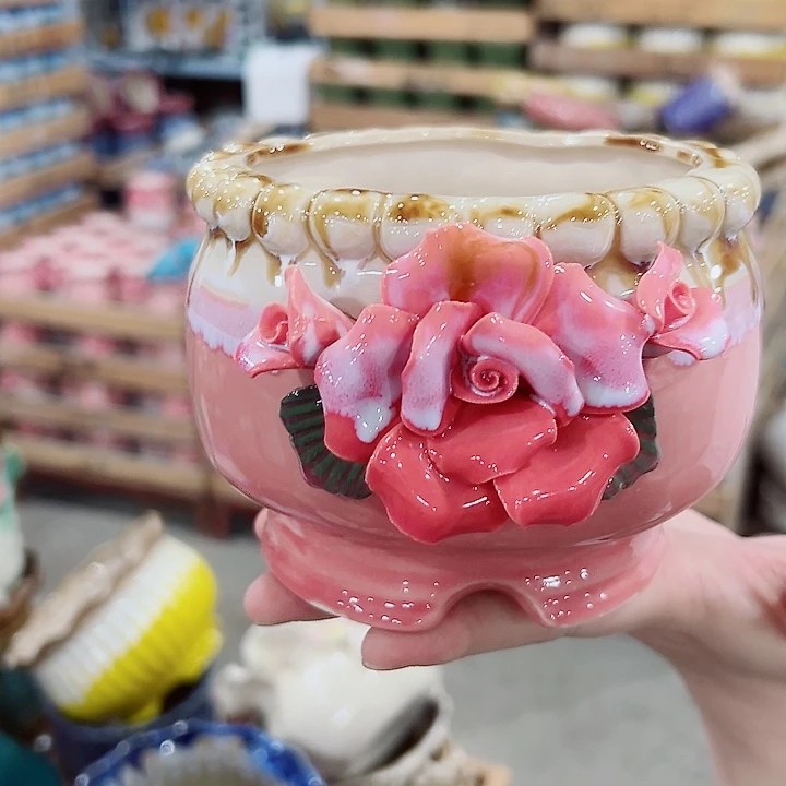 有孔.凑满10元发货多肉陶瓷花盆！