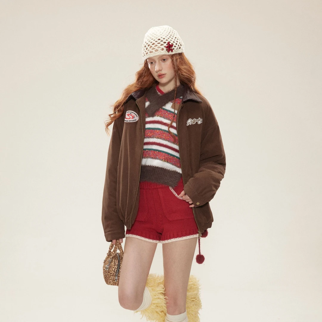 BTBDBTE美式复古高街休闲底特律徽章刺绣棉服外套潮牌男女棉衣