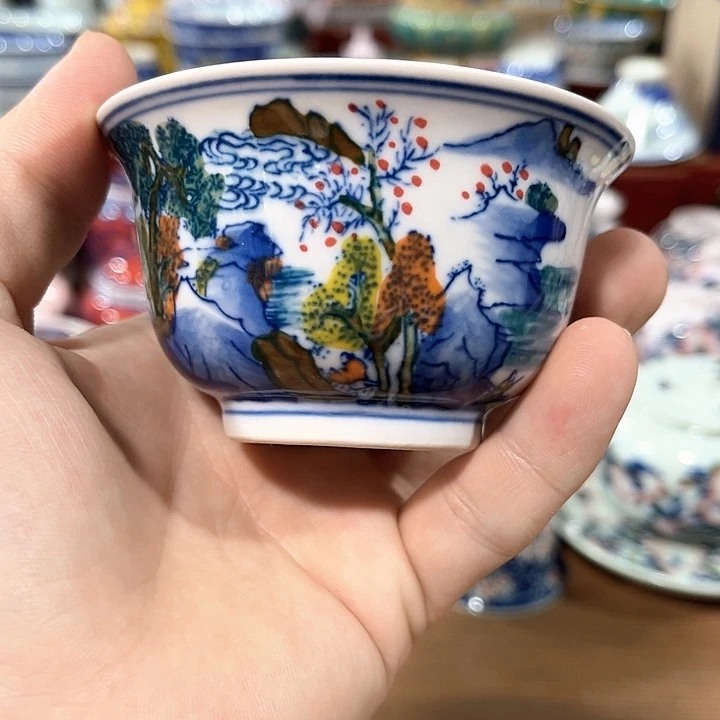 摆件////景德镇陶瓷杯子。红。