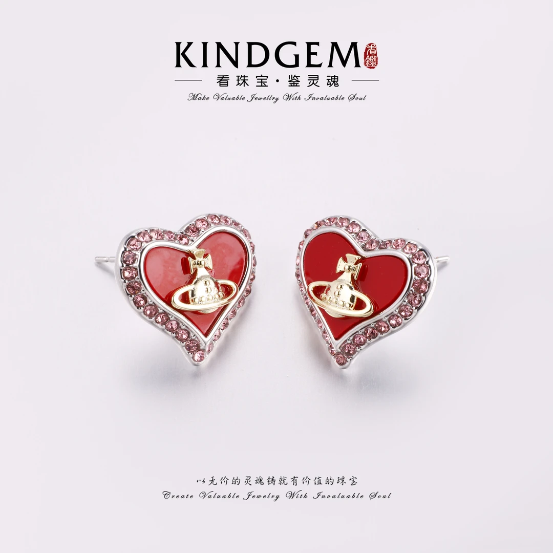 铜合金珐琅耳饰 气质轻奢爱心百搭时尚耳环 C-33557